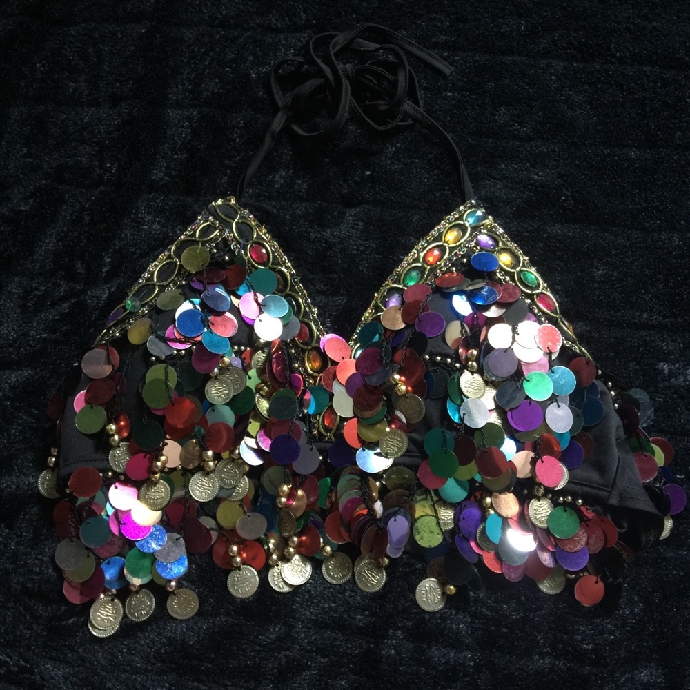 GYPSY COIN TIE CROP TOP